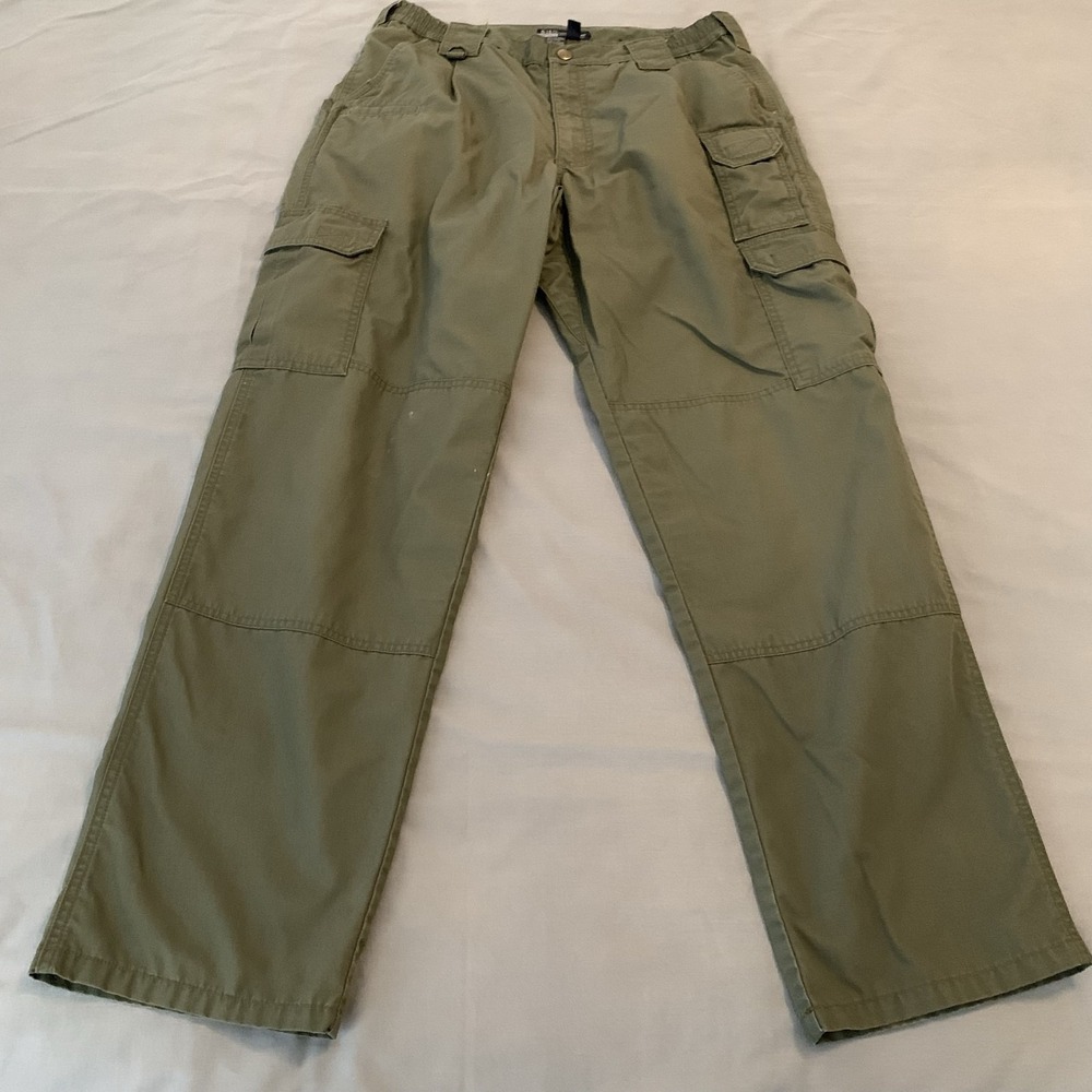 5.11 Tactical Cargo Pants Mens 34x32 Green Elastic Waist Tactical Workwear 74273
